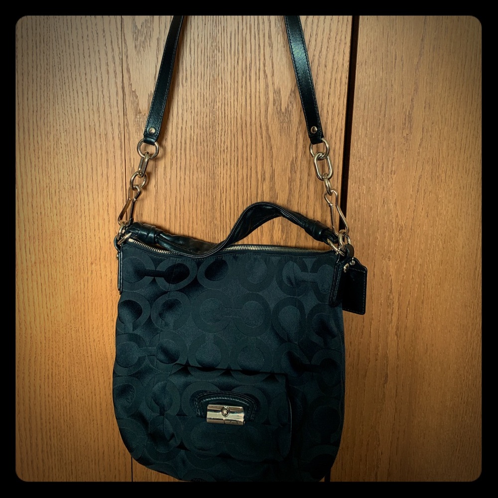 Coach Black Signature Monogram Crossbody Bag